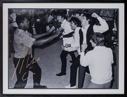 Muhammad Ali AKA Cassius Clay Signed 30x40 Framed Photo With The Beatles (Beckett)